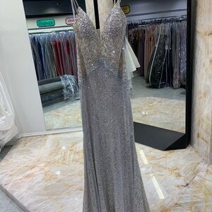 Shimmering Silver Prom Dress